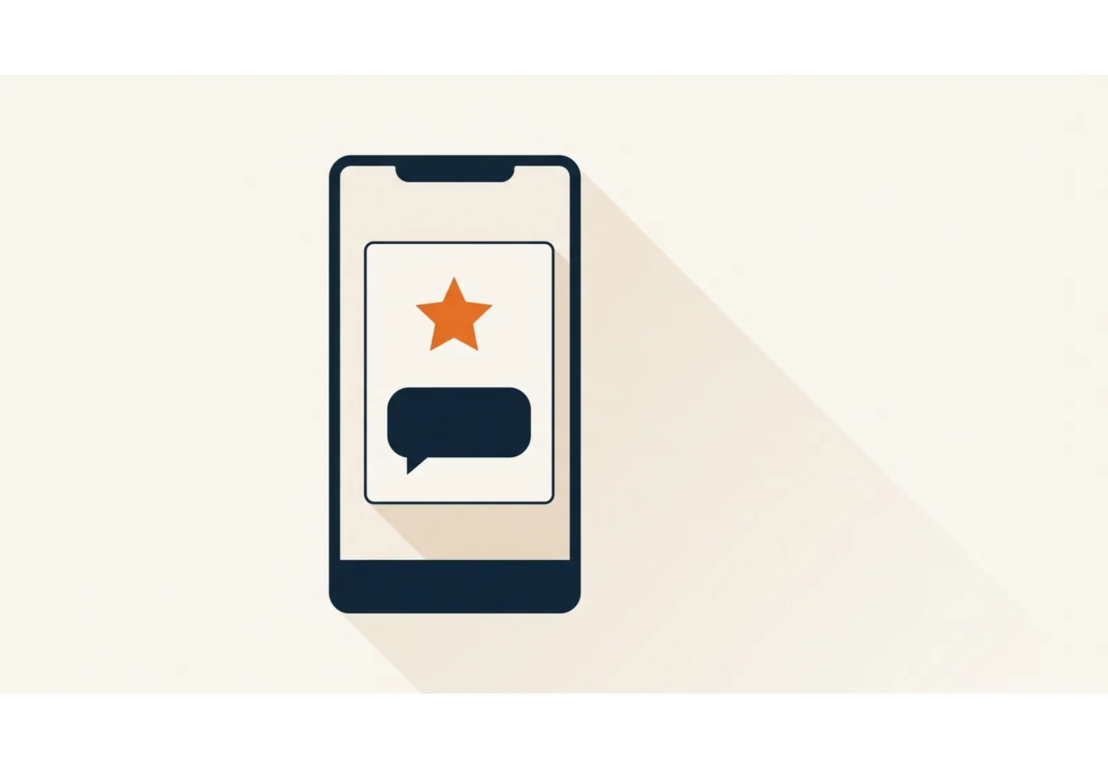 Illustration of a phone showing a review card with a single star and a short reply bubble beneath it