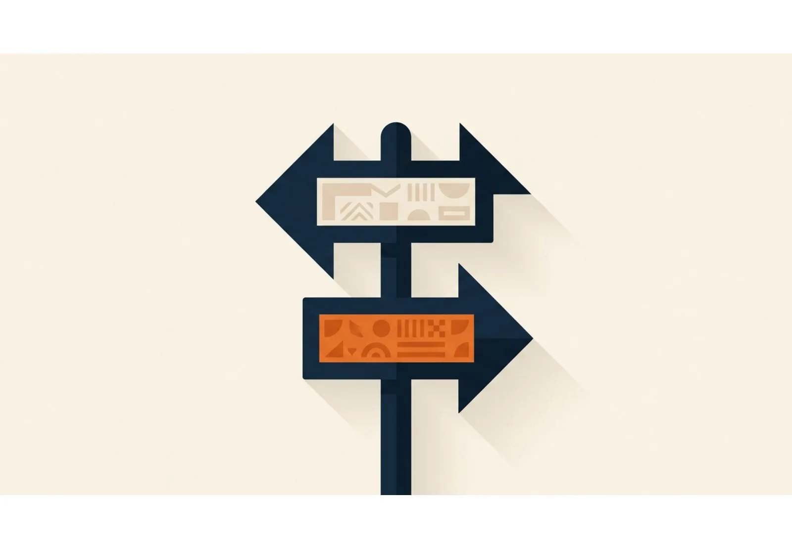 Illustration of a signpost with two arrows pointing in opposite directions