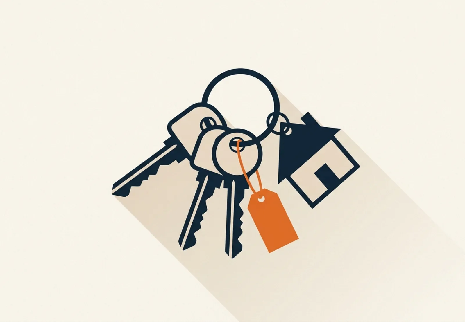 Illustration of a ring of keys on a desk, one key carrying a small orange tag