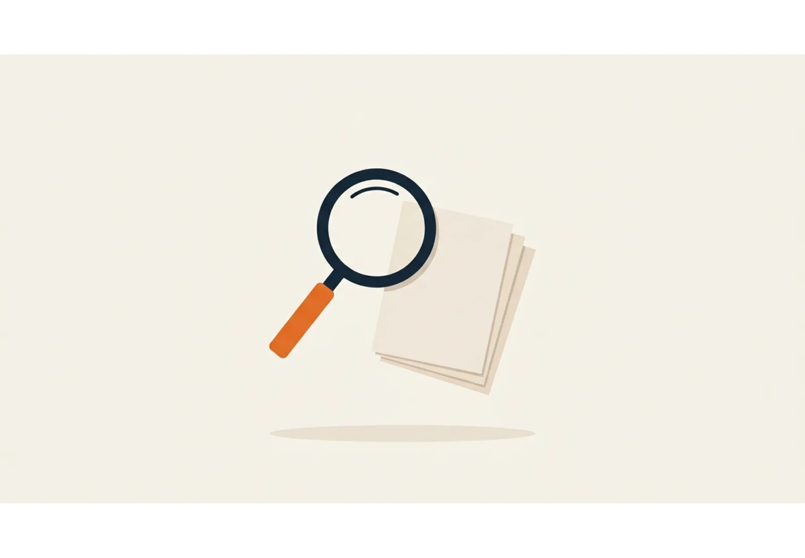 Illustration of a magnifying glass held above a folded document