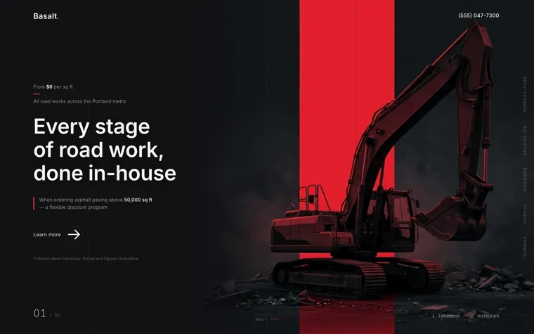 Basalt Paving Co., a paving and road works website built by Ziwi