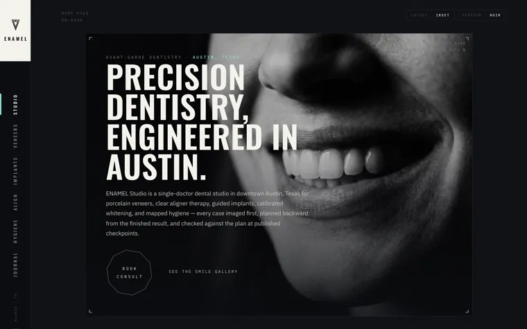 Enamel Studio, a single doctor studio website built by Ziwi