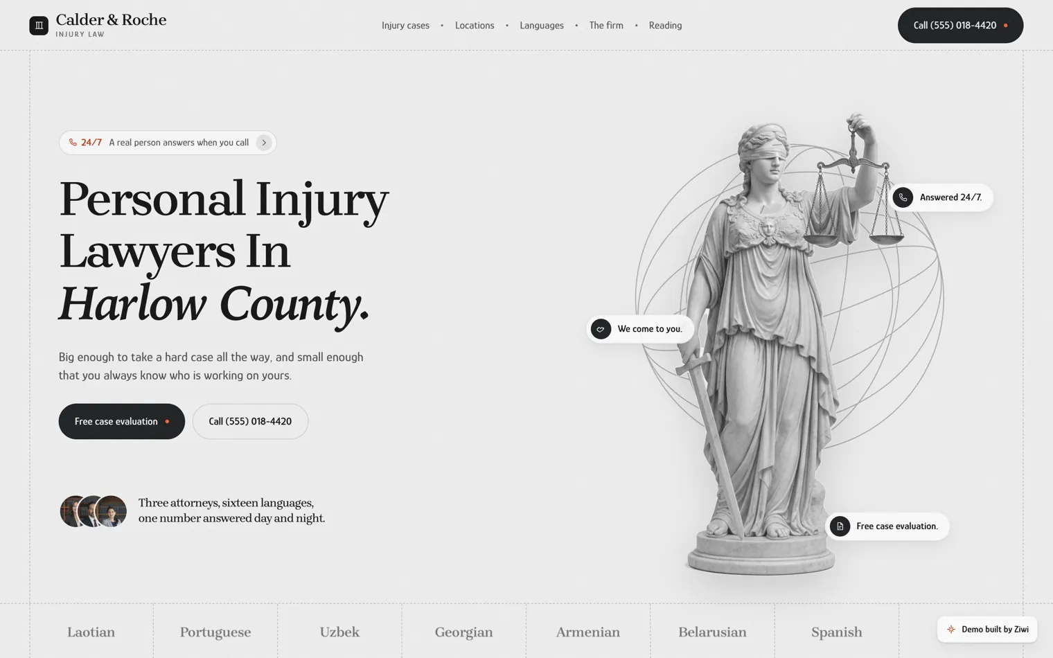 Calder and Roche Injury Law, a personal injury firm website built by Ziwi
