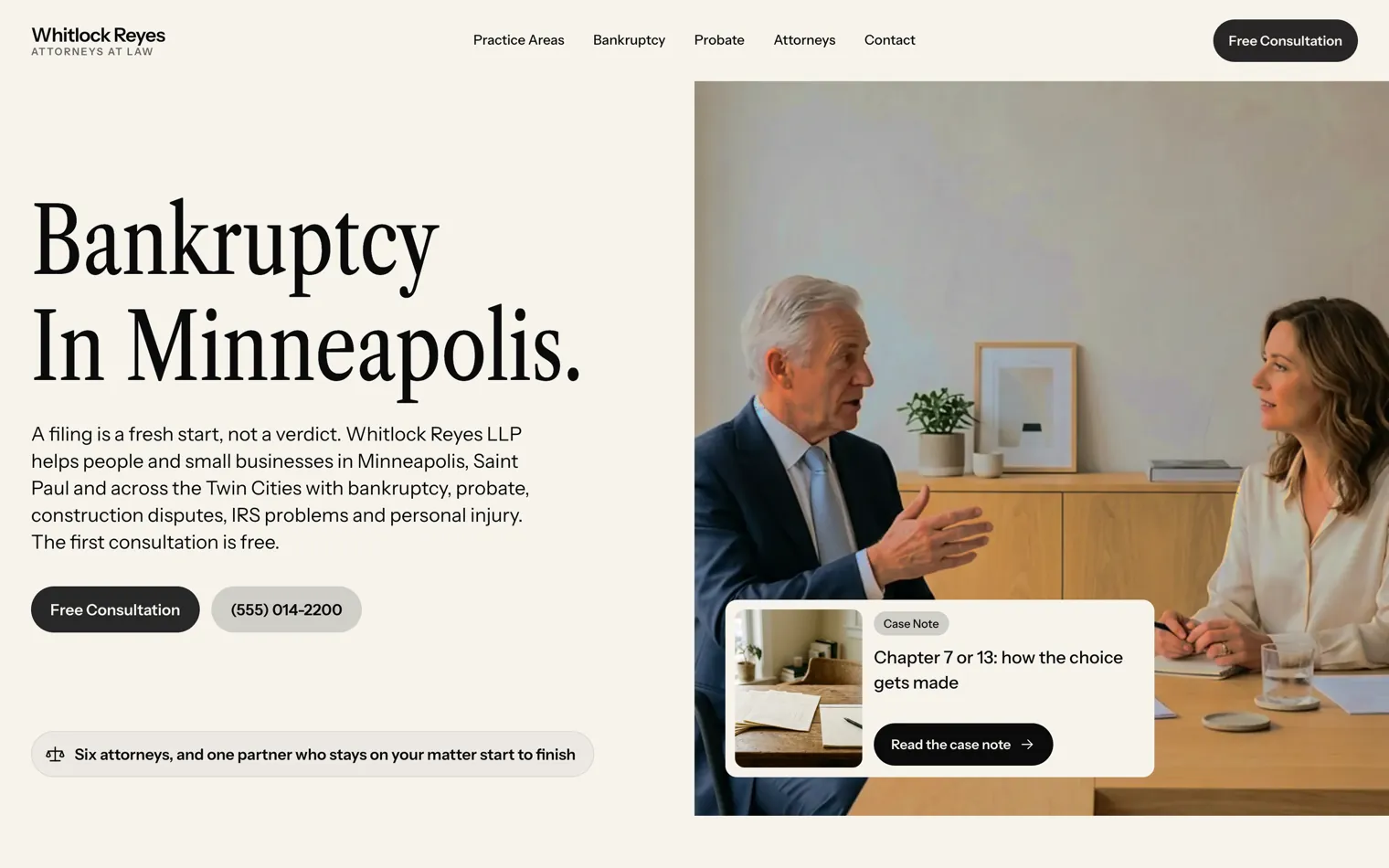 Whitlock Reyes LLP, a bankruptcy, probate and construction law website built by Ziwi