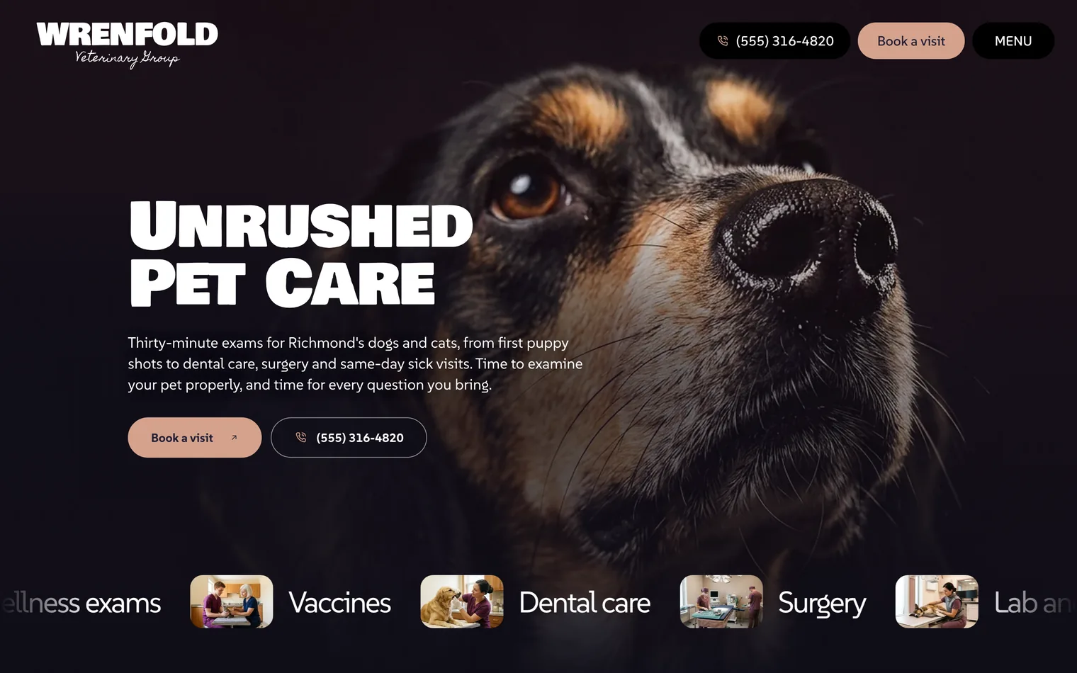 Wrenfold Veterinary Group, a veterinary group, richmond website built by Ziwi