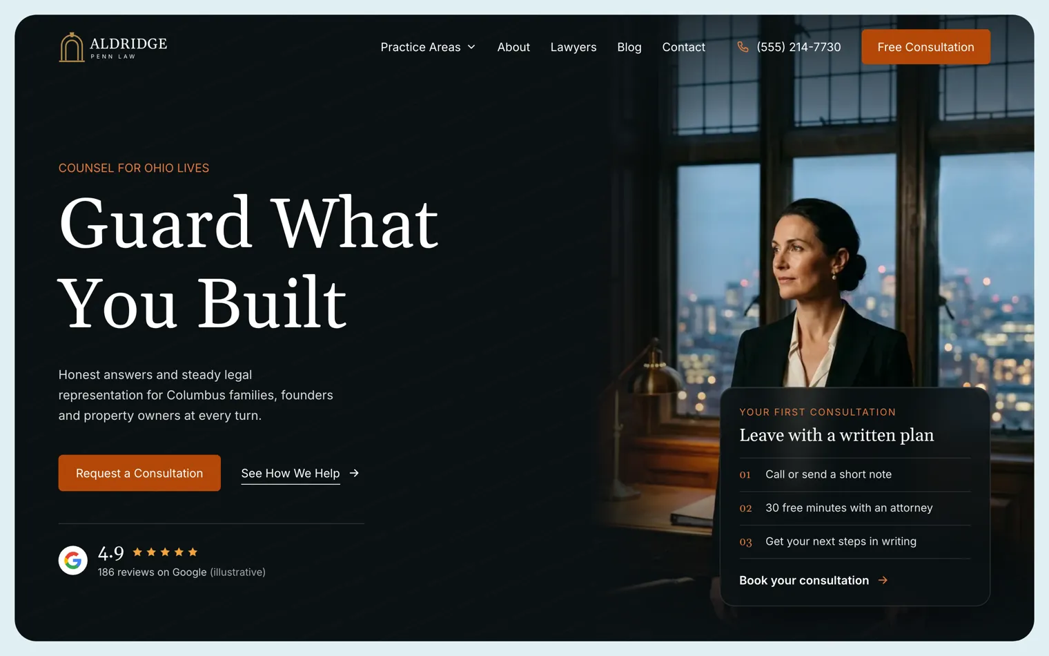 Aldridge Penn Law, a full-service law firm, columbus website built by Ziwi