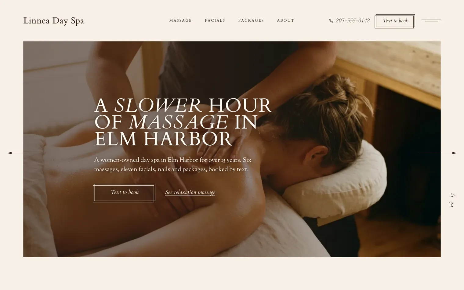 Linnea Day Spa, a two-location day spa, elm harbor website built by Ziwi