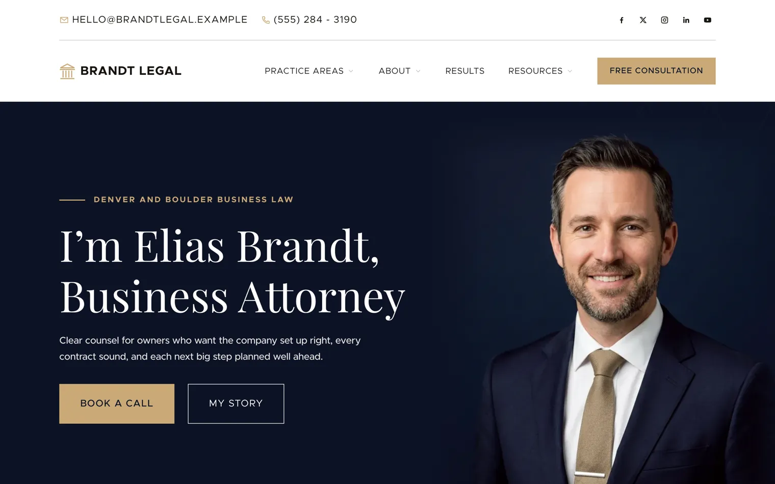 Brandt Legal, a business attorney, denver and boulder website built by Ziwi
