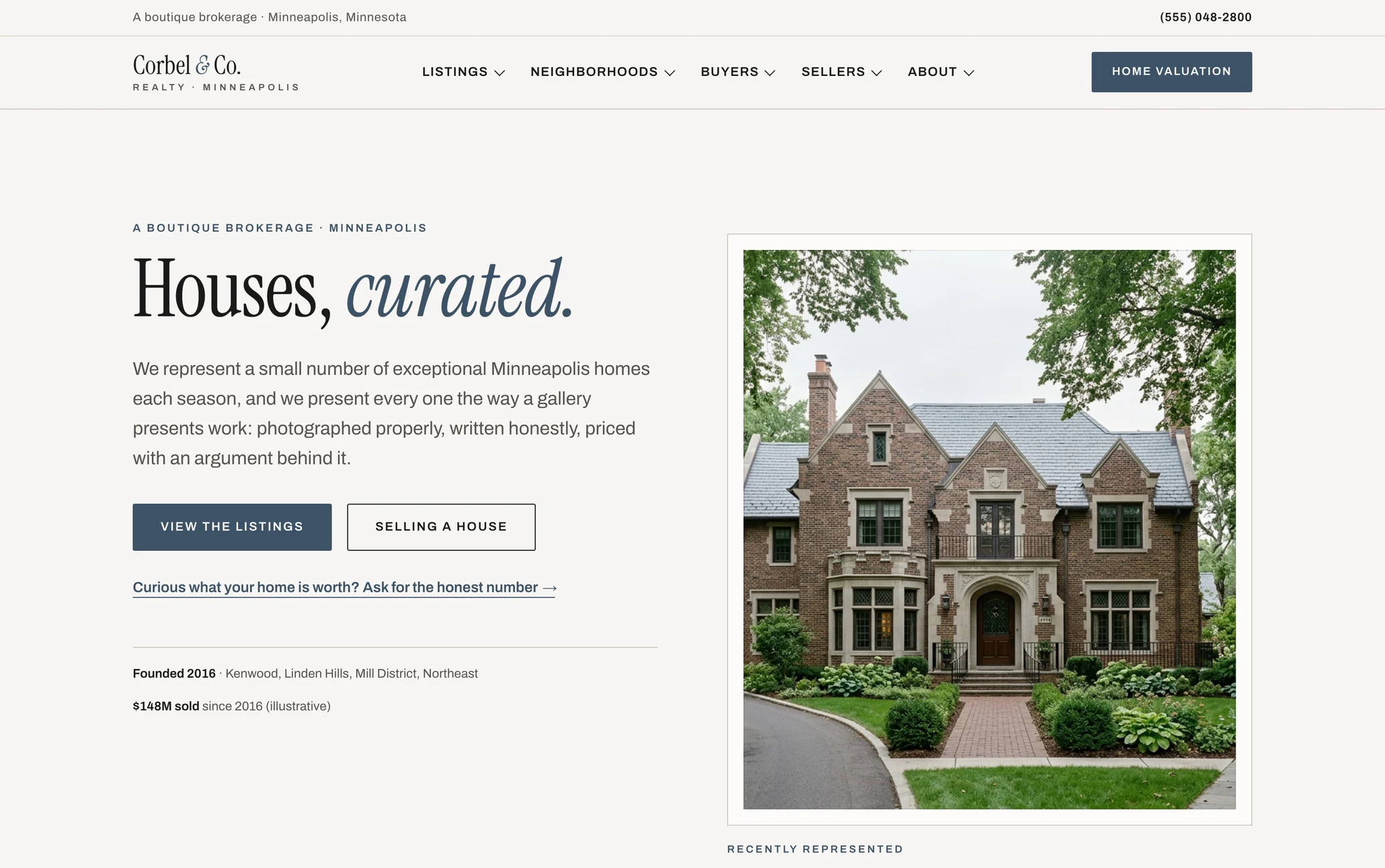 Corbel Realty, a real estate website from the Ziwi design library