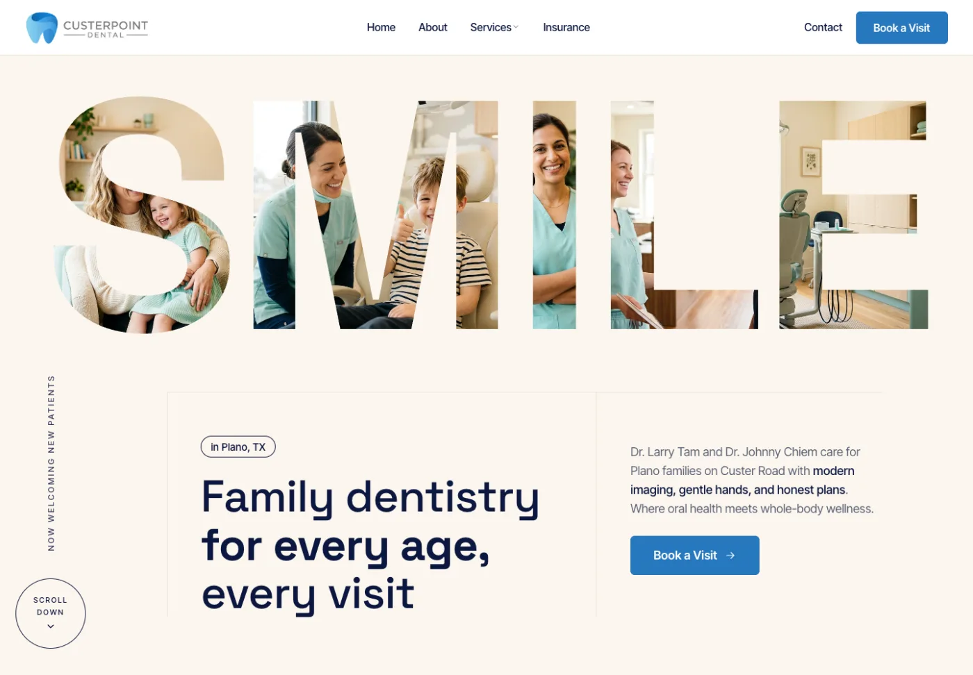 Custerpoint Dental, a real client website built by Ziwi