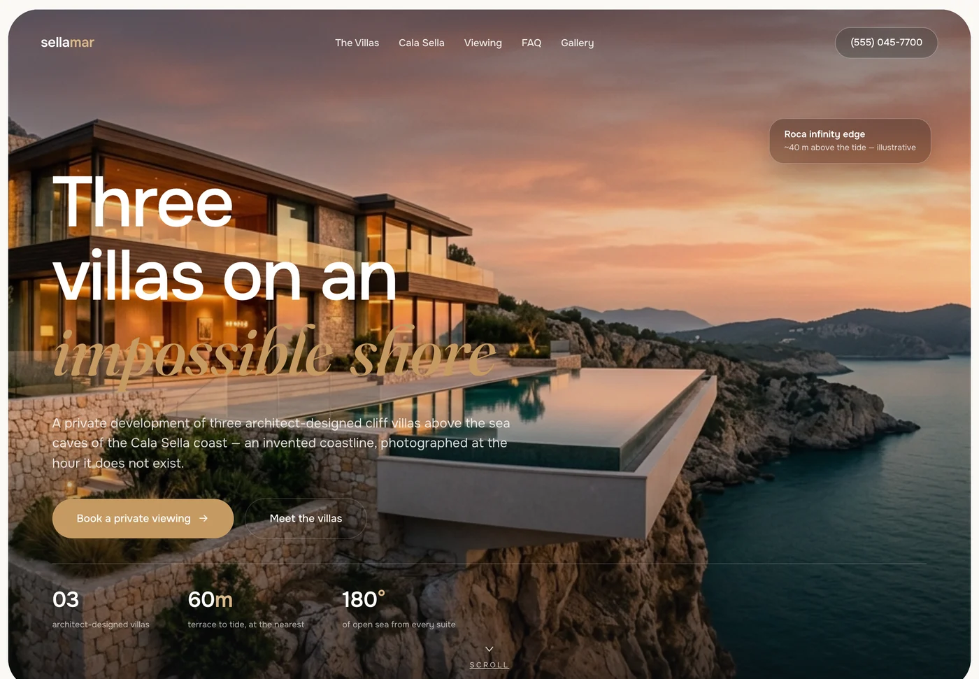 Sella Mar Residences, a coastal villa development website from the Ziwi design library